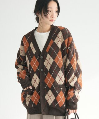 CRAFT STANDARD BOUTIQUE アーガイル柄カーディガン Brown