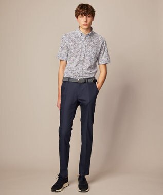 JOSEPH ABBOUD 【ウエストも伸びる！/ストレッチ】ミックスリネンシャンブレーパンツ ネイビー系