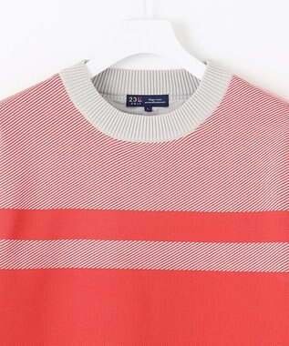 23区GOLF 【MEN】【洗える】カラーブロック 裏付き ニット ローズ系1