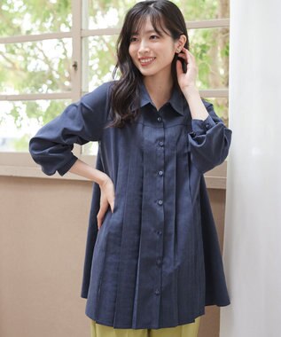 Tiaclasse 【洗える】ピーチスキンプリーツシャツチュニック