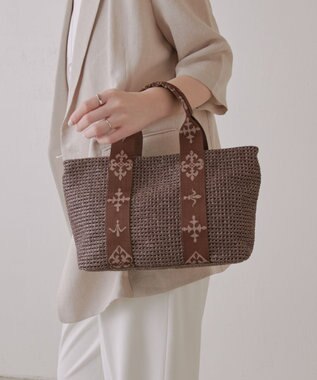 russet ナイロンラフィアデイリーミニトートバッグ(CE-1712) D.Brown