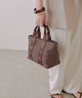 russet ナイロンラフィアデイリーミニトートバッグ(CE-1712) D.Brown