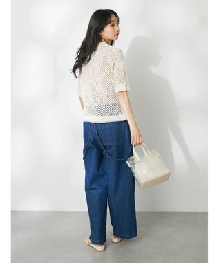 CRAFT STANDARD BOUTIQUE 配色メッシュニットカーディガン Ivory