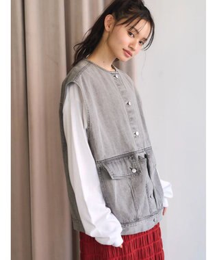 Green Parks ・ＥＬＥＮＣＡＲＥ　ＤＵＥ　ノーカラーデニムベスト Mix