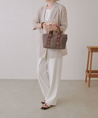 russet ナイロンラフィアデイリーミニトートバッグ(CE-1712) D.Brown