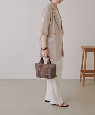 russet ナイロンラフィアデイリーミニトートバッグ(CE-1712) D.Brown