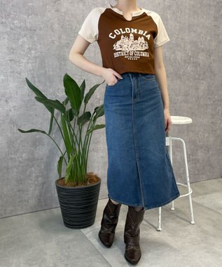 WEGO デニムミドルスカート デニム中濃色