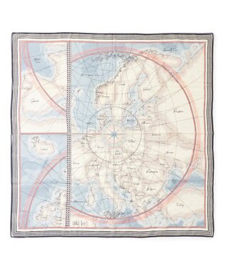 23区 【先行予約】コットンシルク マップ柄 ストール モノトーン