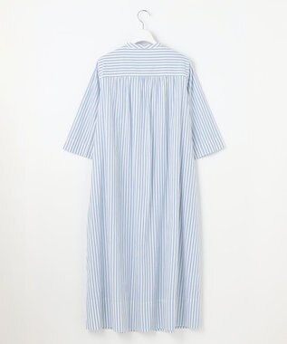23区 【Indian Factory】コットンポプリン タックディテール シャツワンピース ブルーストライプ