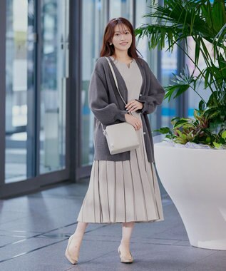 Tiaclasse L 【洗える】プリーツワンピース グレー