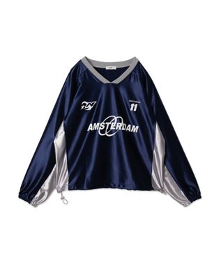 WEGO サテンゲームグラフィックプルオーバー ネイビー