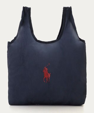 MOONBAT POLO RALPH LAUREN(ポロ ラルフローレン)ポロポニー ポケッタブル レインバッグ Sサイズ 無地 ストラップベルト付き ネイビーブルー