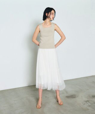 GRACE CONTINENTAL ティアードラップチュールスカート ホワイト