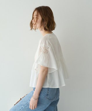 YECCA VECCA 刺繍レースブラウス Off White