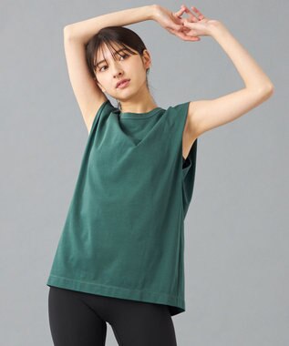 Chacott HandsomeCotton ノースリーブTシャツ ボトルグリーン