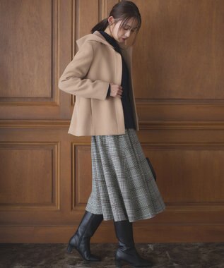 組曲 T/Rツイルストレッチ フレアスカート ベージュ系3