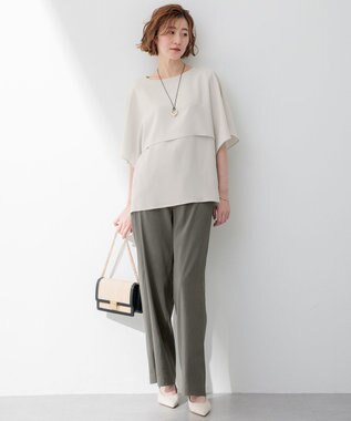 23区 S 【CLASSY.6月号掲載/洗える】リネンレーヨンストレッチ ワイドパンツ カーキ系