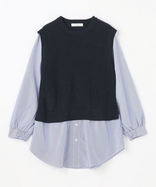 ANY 【洗濯機可】ベストドッキングブラウス ネイビー