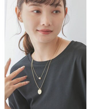 AMERICAN HOLIC テクスチャーメタル・淡水パールＳＥＴネックレス Gold