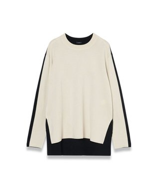JOSEPH 【洗える】バイカラー　ロングスリーブニット Quail/Black