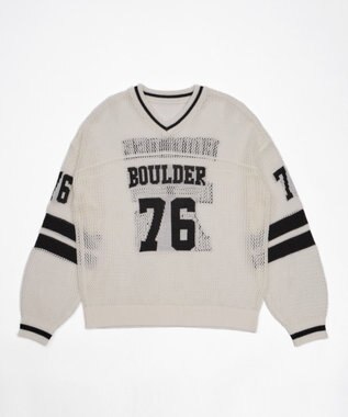 WEGO ナンバリングメッシュニットプルオーバー ホワイト