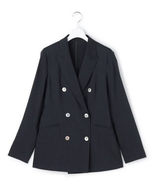 23区 【先行予約】リネンレーヨンストレッチ ダブルジャケット ネイビー系