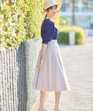 ANY SIS 【洗える】リボンブレード ハット アイボリーベージュ×ネイビー