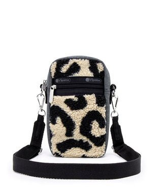 LeSportsac DENIM PHONE CROSSBODY/ブラックデニム/レオパードシェルパ ブラックデニム/レオパードシェルパ