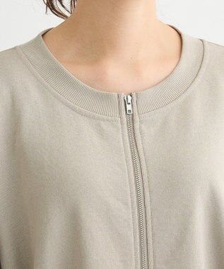 Green Parks ウ゛ィンテージ風ｚｉｐ裏毛カーディガン Gray Beige