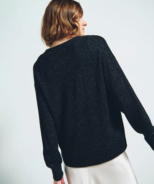 GRACE CONTINENTAL ラメニットカーディガン ブラック