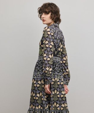 GRACE CONTINENTAL フラワーパターンプリントワンピース ブラック