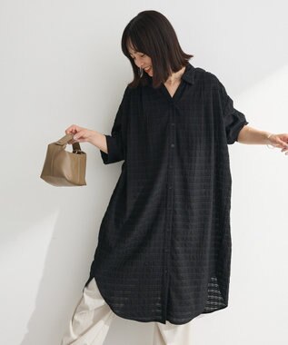 Green Parks シアーチェックシャツワンピース