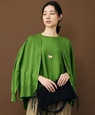 自由区 ドライシアーファインゲージ カーディガン グリーン