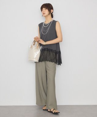 AMERICAN HOLIC 裾レースノースリーブプルオーバー Charcoal Gray