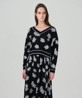 GRACE CONTINENTAL ラメフローラルニットトップ