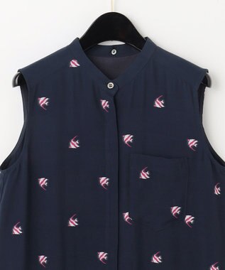 GRACE CONTINENTAL エンゼルフィッシュジャガードワンピース ネイビー