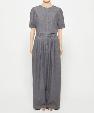 uncrave ライトデニム パフスリーブブラウス グレー