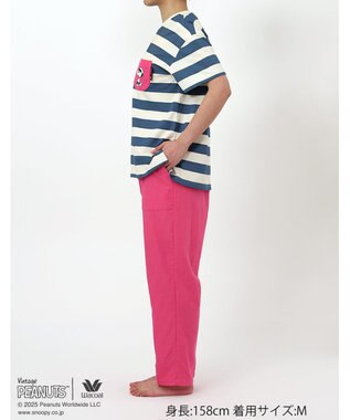 WACOAL ワコール_リラックス＆スリープ パジャマ 4分袖 長ズボン 綿100%(本体) PEANUTS スヌーピー レディース FDT155 /ワコール ブルー
