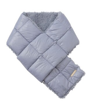 MOONBAT FURLA 【リバーシブル】フェイクファー×ダウンマフラー ボア サックスブルー