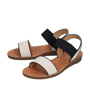 Green Parks ・ｒｉｃｈ　ｂｌｕｅ　雑材ゴムストラップサンダル Ivory