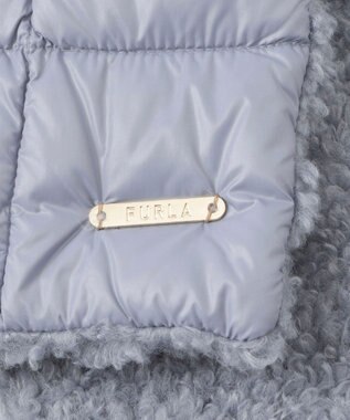 MOONBAT FURLA 【リバーシブル】フェイクファー×ダウンマフラー ボア サックスブルー