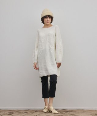 GRACE CONTINENTAL エンブロイダリーニットワンピース ホワイト