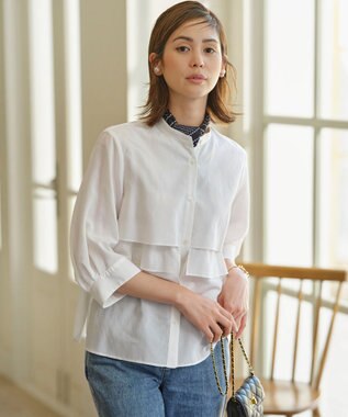 ナイロンレーヨン ティアード半袖ブラウス