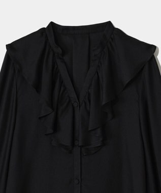 GRACE CONTINENTAL スキッパーラッフルブラウス ブラック
