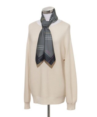 MOONBAT MACKINTOSH PHILOSOPHY(マッキントッシュ フィロソフィー）シルクスカーフ チェック 88×88㎝ 日本製 ブラック