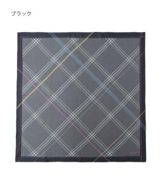 MOONBAT MACKINTOSH PHILOSOPHY(マッキントッシュ フィロソフィー）シルクスカーフ チェック 88×88㎝ 日本製 ブラック