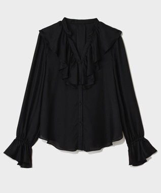 GRACE CONTINENTAL スキッパーラッフルブラウス ブラック