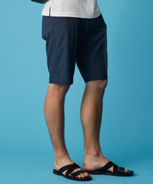 JOSEPH ABBOUD 【ウエストも伸びる/清涼/ストレッチ】ストレッチリネンシャンブレーショートパンツ ネイビー系