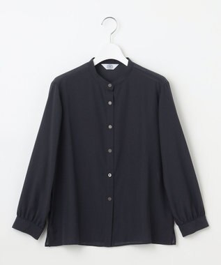 J.PRESS LADIES L 【洗える】テトロンレーヨンマンスローン ブラウス ダークネイビー系