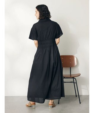 CRAFT STANDARD BOUTIQUE インド綿オープンカラーワンピース Black